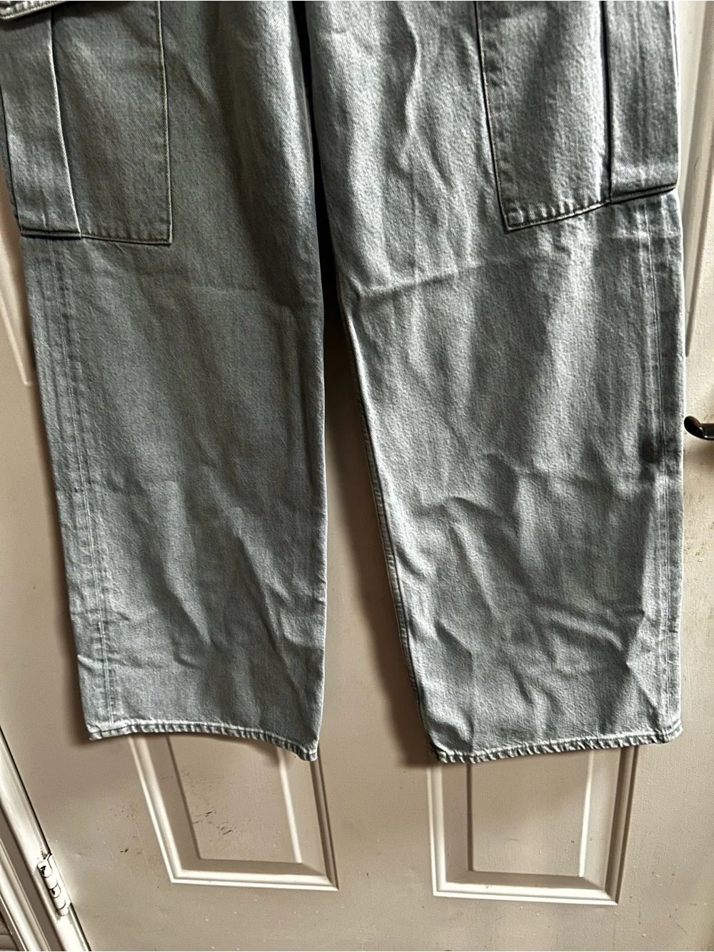 Agolde women’s Light Wash Minka High Rise Cargo wide leg Jeans Sz 25